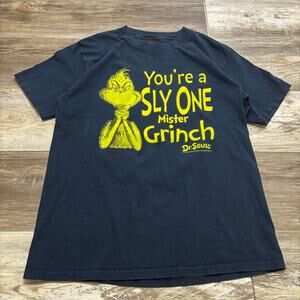 Vintage Grinch T-shirt Y2K Dr. Seuss Blue Mens M You're A Sly One Mister Cartoon